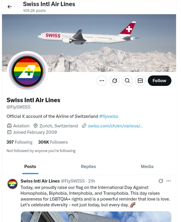 gbee28's tweet photo. @FlySWISS Can't wait for the June colors!
@FlySWISS #FlyWOKE https://t.co/csJQPIFJRv
