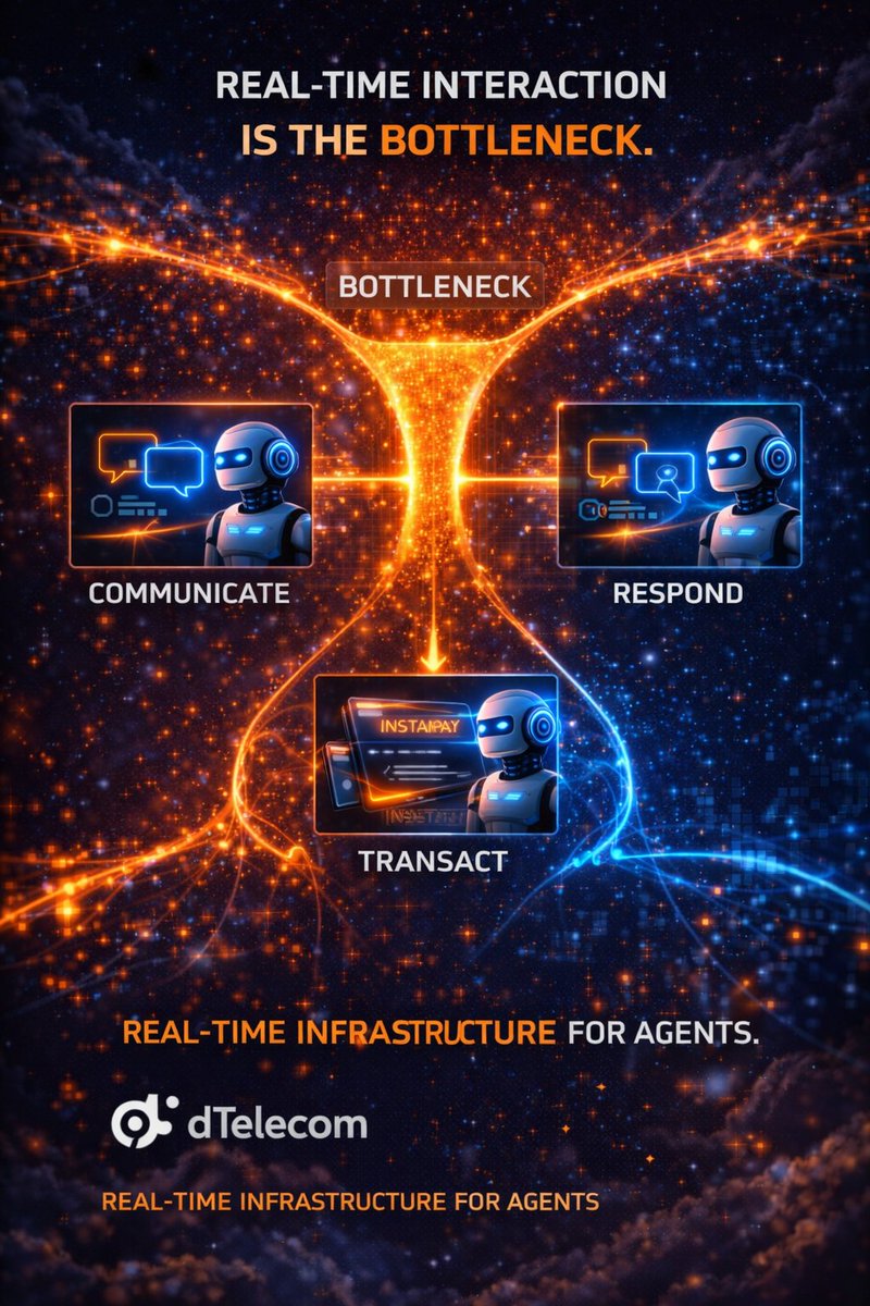 The real bottleneck in AI isn’t intelligence.

It’s interaction.

If agents can’t communicate, respond, and transact in real time, they don’t scale.

Fix the interaction layer, and everything accelerates.

That’s what <a href="/dTelecom/">dTelecom</a> is solving.