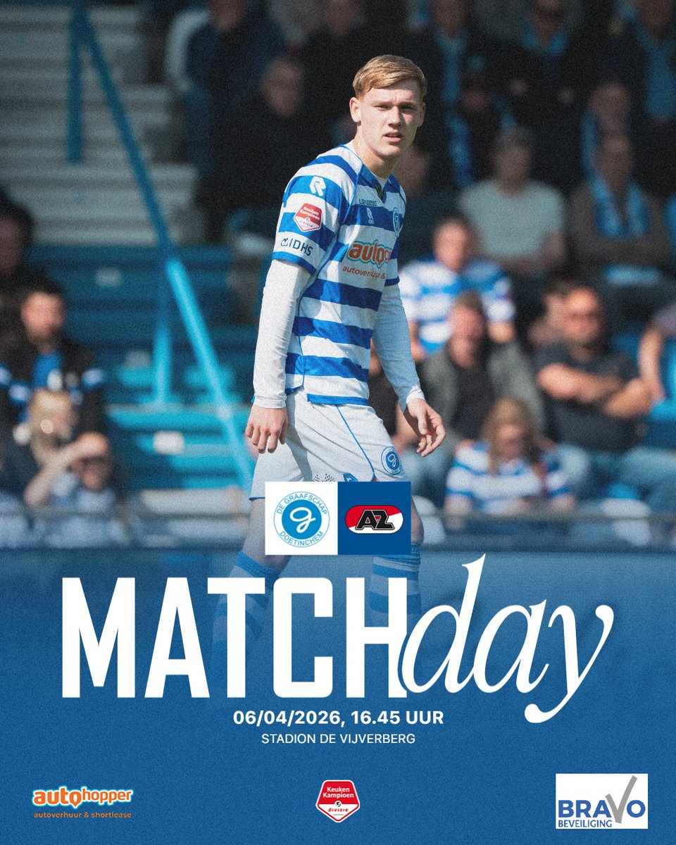 DeGraafschap's tweet photo. MATCHDAY!

Samen D'RAN! 💙🤍

⚽ De Graafschap - Jong AZ
🏟 Stadion De Vijverberg
🕑 16.45 uur
🌤️ 13°C

#graaz

#VeurAltied #SamenDRAN #AchterhoekseTrots https://t.co/eChJz0i00P