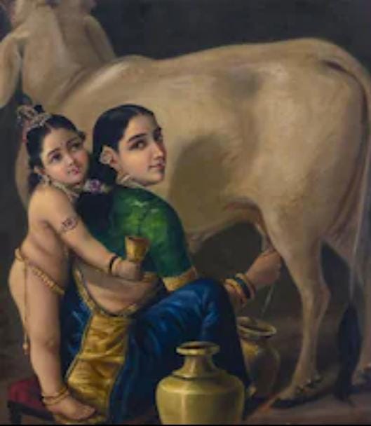 BLSwarnkar2's tweet photo. #Yashoda and #Krishna: a painting by Raja #RaviVerma https://t.co/L75RR5yjw6