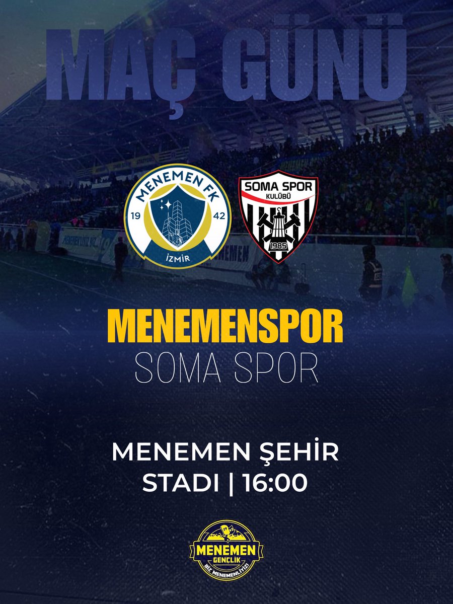 📍 Menemen Şehir Stadı
🕑 16:00

Menemenspor 🆚 Somaspor

Haydi Menemen! 💛💙

#Menemenspor #MaçGünü #Menemen
