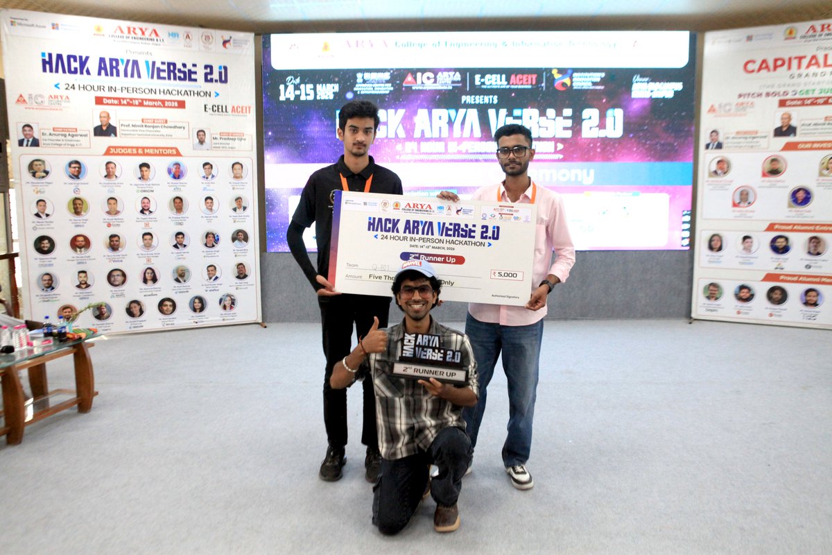 aryacolleges's tweet photo. Where ideas compete and brilliance wins! ✨
The winners of #HackAryaVerse2.0 proved that innovation has no limits. 🚀
Keep building, keep inspiring!
#HackAryaVerse #Hackathon2026 #AryaCollege #InnovationInAction #FutureEngineers #TechMinds #CampusLife #CodingCulture #Naac https://t.co/CSdSIcf6xI