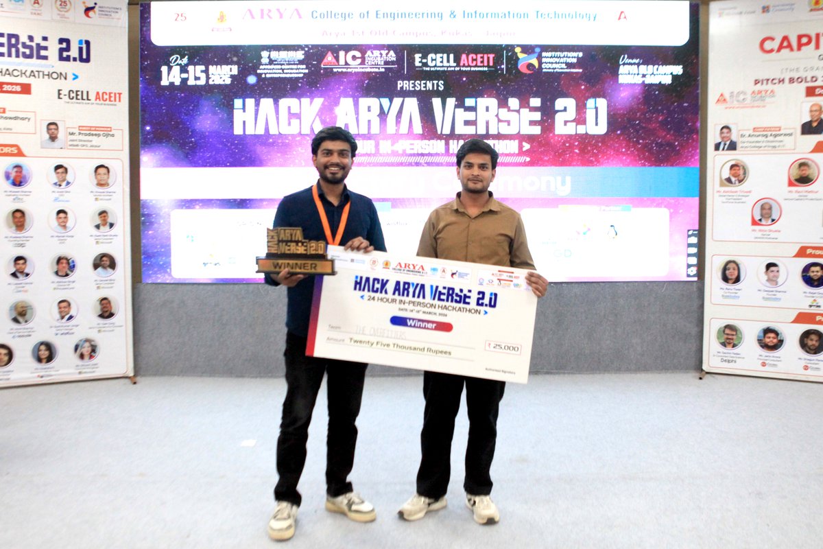 aryacolleges's tweet photo. Where ideas compete and brilliance wins! ✨
The winners of #HackAryaVerse2.0 proved that innovation has no limits. 🚀
Keep building, keep inspiring!
#HackAryaVerse #Hackathon2026 #AryaCollege #InnovationInAction #FutureEngineers #TechMinds #CampusLife #CodingCulture #Naac https://t.co/CSdSIcf6xI