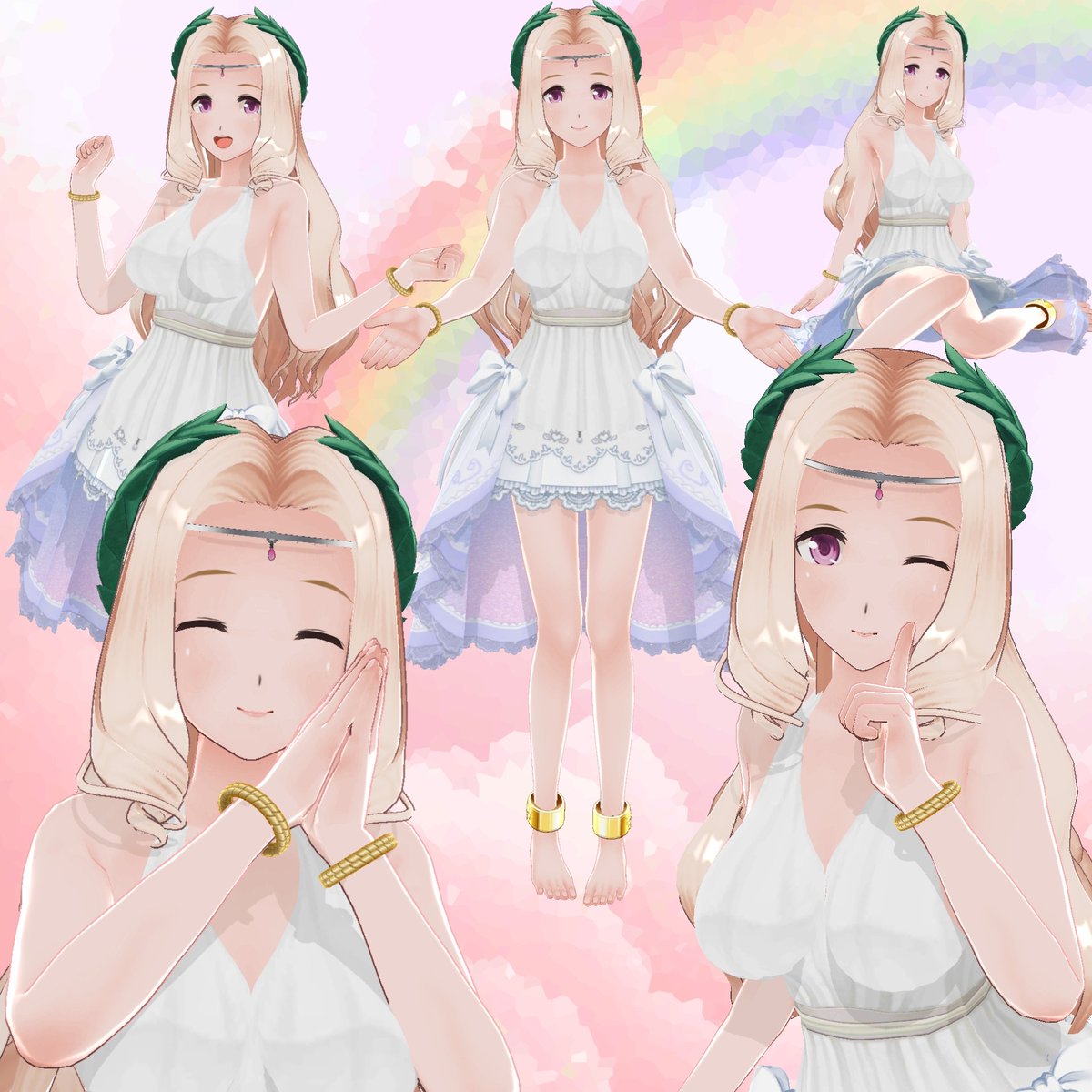 star3project's tweet photo. カスタムキャストで異世界∞異世界の女神様を再現しました。
エンジェルセットの重ね着できない不具合が密かに直ってたので。
特別衣装のほうは再現不可能とだけ…
＃カスタムキャスト
#いせいせ https://t.co/UvR1YlBr1c