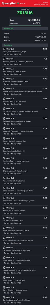 dfwpehlumiiii's tweet photo. Tennis on https://t.co/RhuVmdO7Iy converted to sportybet⤵️

SL32E2 WF1NA7 ZR18U6 U4AK97 K5YX1P 

Follow 4 convert of codes 2 ur preferred bookies! 

Retweet 4 larger audience😤🗣️ https://t.co/gVEVNODoUs