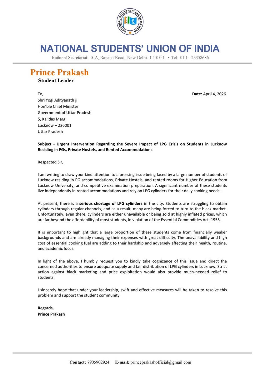 Suspended Student Leader Prince Prakash tweet media