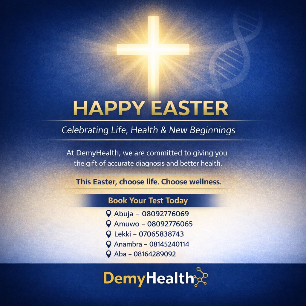 DEMYHEALTH's tweet image. Happy Easter from DemyHealth ✨

Celebrate life, health &amp;amp; new beginnings.

Your health matters — early diagnosis saves lives.

💙 Choose life. Choose wellness.
#HappyEaster #DemyHealth #HealthMatters