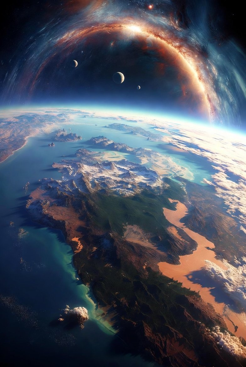 GOBN_nexus's tweet photo. Welcome to my homeworld: Trilona πͺ
Our massive continent Prymdohr Mea, stretching from frozen northern wastes to sunlit deserts and endless oceans.
Our three moons shine brightly above the glowing arc of the Celestial Flame Nebula π
My heart belongs here ππβ¨ #gobn β¨ https://t.co/mU1TsXoyvn