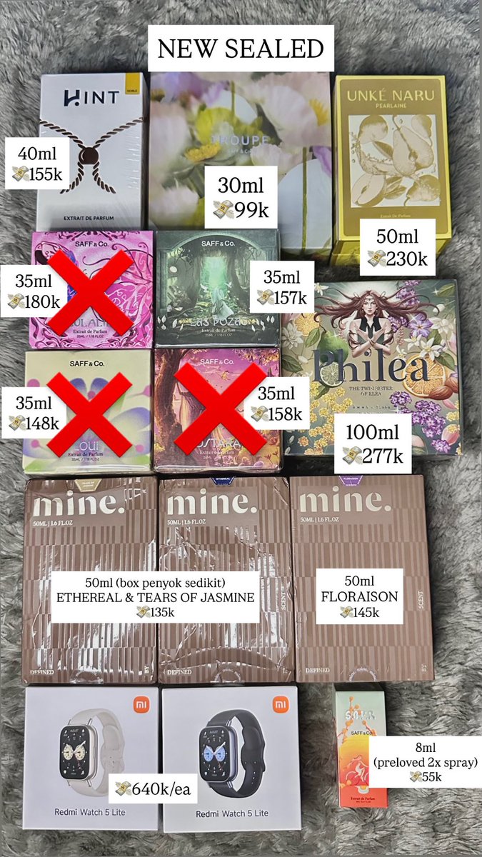 luckiesthaven's tweet photo. WTS want to sale

Skincare, Makeup, Parfum, Smartwatch
NEW SEALED

Ada juga:
- Npure licorice facewash 52k
- Npure oil infused micellar water 45k
- Skin1004 tea-trica bha foam 75k
- Skin1004 ramadhan set edition 105k
- Tavi waterbreak sunscreen 68k

📍TGR via 🍊(adm ✅)
🔗on rep https://t.co/2bV82hKoK0