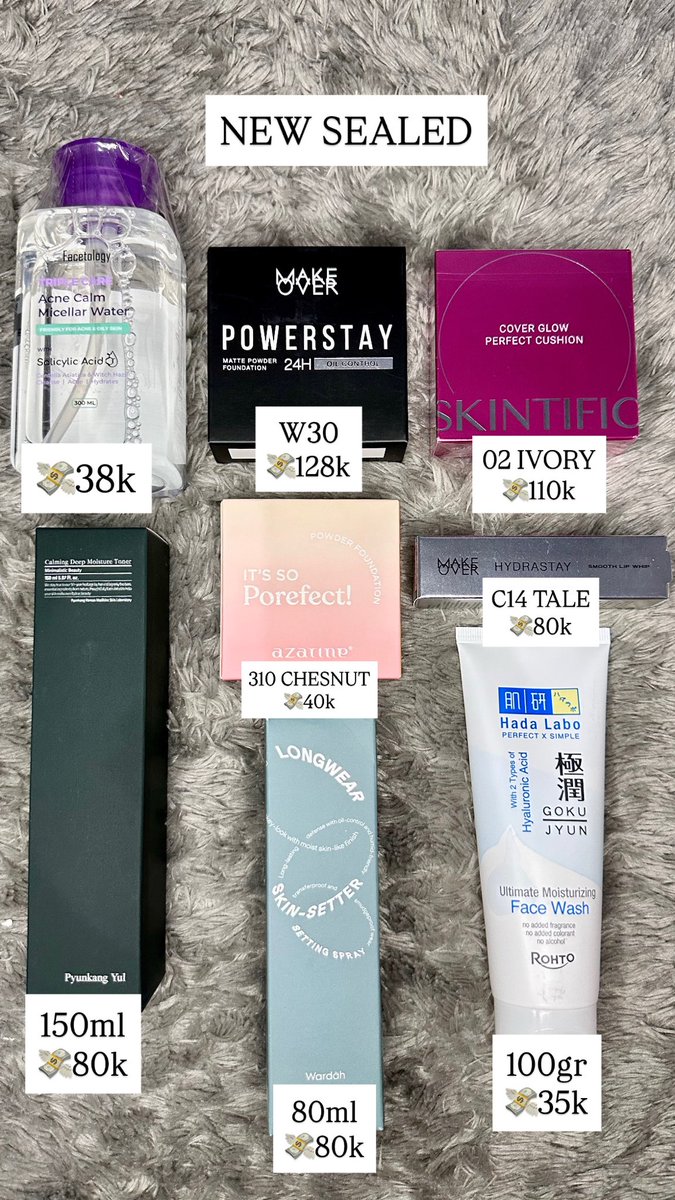 luckiesthaven's tweet photo. WTS want to sale

Skincare, Makeup, Parfum, Smartwatch
NEW SEALED

Ada juga:
- Npure licorice facewash 52k
- Npure oil infused micellar water 45k
- Skin1004 tea-trica bha foam 75k
- Skin1004 ramadhan set edition 105k
- Tavi waterbreak sunscreen 68k

📍TGR via 🍊(adm ✅)
🔗on rep https://t.co/2bV82hKoK0