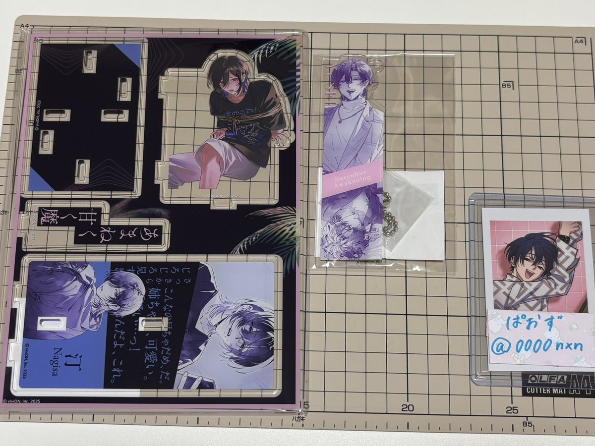 0000nxn's tweet photo. @1 
あまねく甘く魔リリース記念くじ　交換
【譲】
B賞アクリルブックエンド…汀
C賞アクリルしおり…優正
【求】
同種…雷斗

郵送希望✉️
お気軽にお声掛けください🙇 https://t.co/pa1v0z5pdi