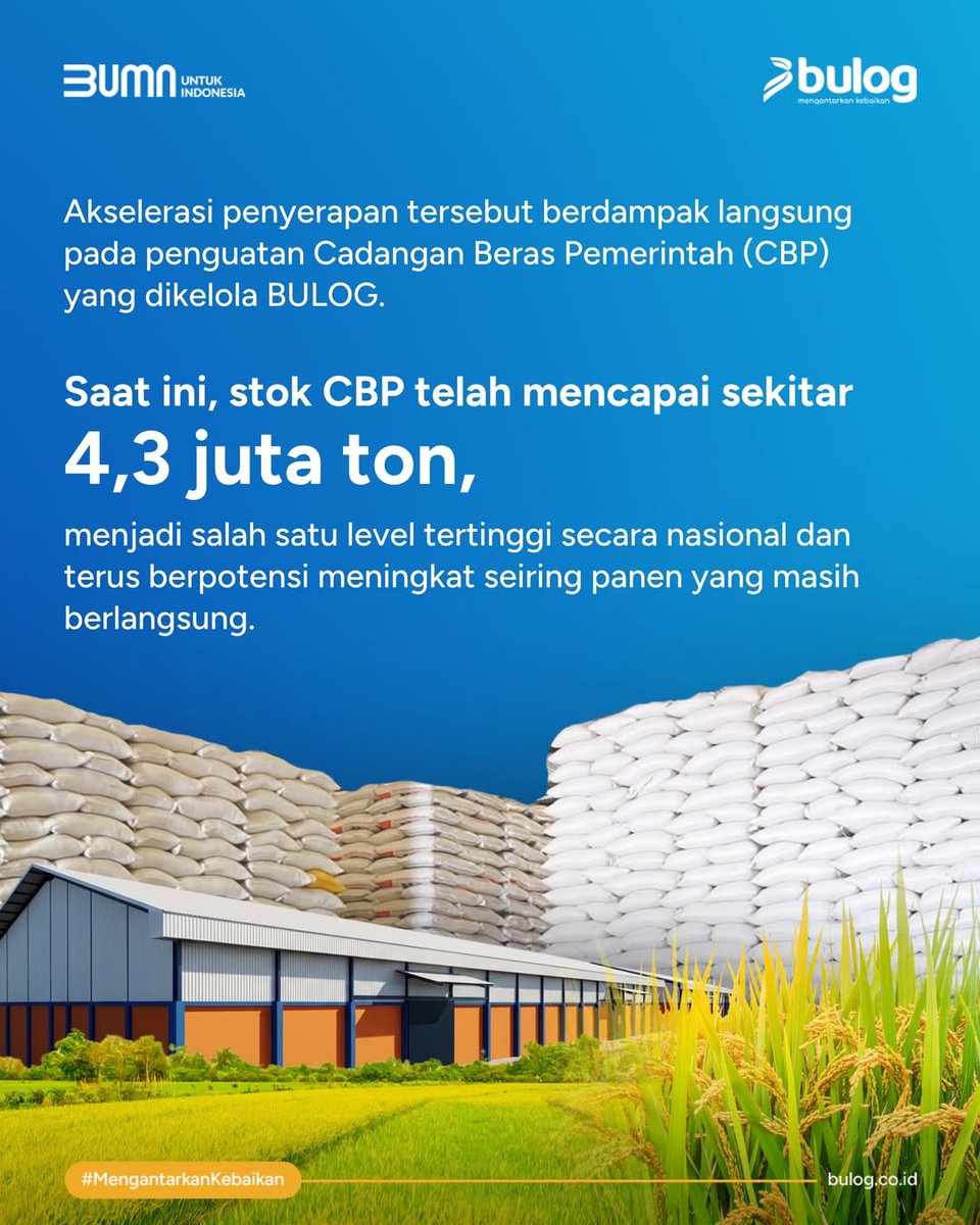 updatepanganntt's tweet photo. Menghadapi potensi El Nino yang diperkirakan berlangsung hingga beberapa bulan ke depan, Perum BULOG terus memperkuat Cadangan Pangan Pemerintah melalui percepatan penyerapan gabah dan beras hasil produksi petani dalam negeri. Capaian penyerapan yang signifikan https://t.co/aKpSPBctYS