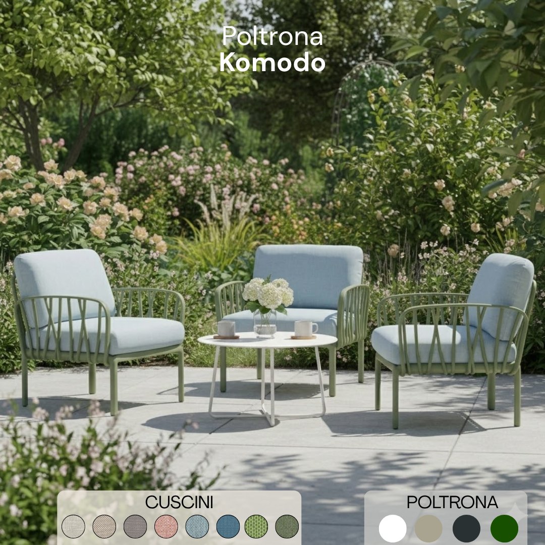 LevanteShop's tweet photo. ☀️ Poltrona Komodo Made in Italy
Struttura robusta in resina fiberglass anti-UV con cuscini in tessuto, resistente agli agenti atmosferici. Perfetta per relax in giardino, terrazzo o veranda. Comoda, elegante e pratica. Scopri di più: https://t.co/92Ki58yHsu
#PoltronaGiardino https://t.co/ke8Q7Mg0VI