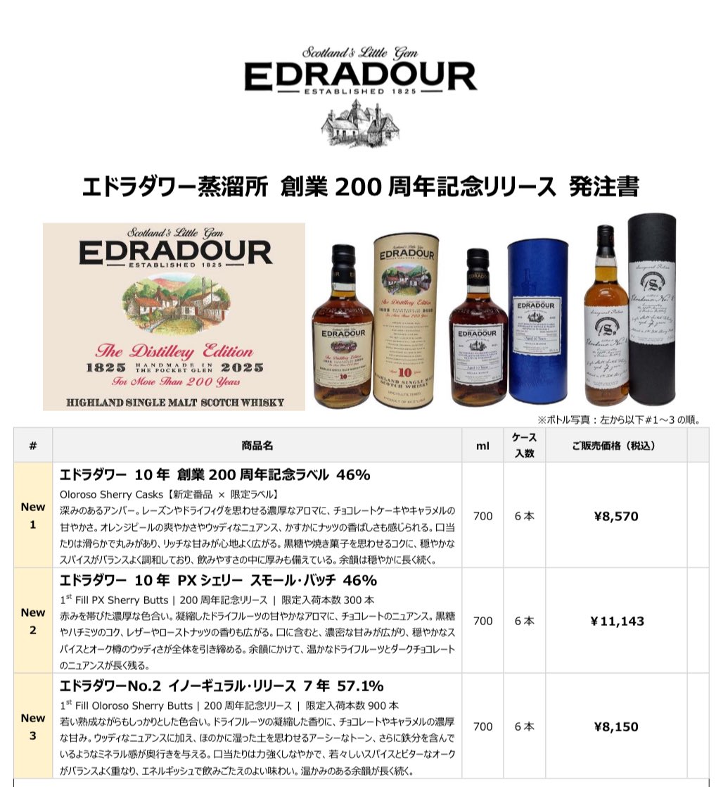 売れてます！予約受付中】 エドラダワー蒸留所 創業200周年記念