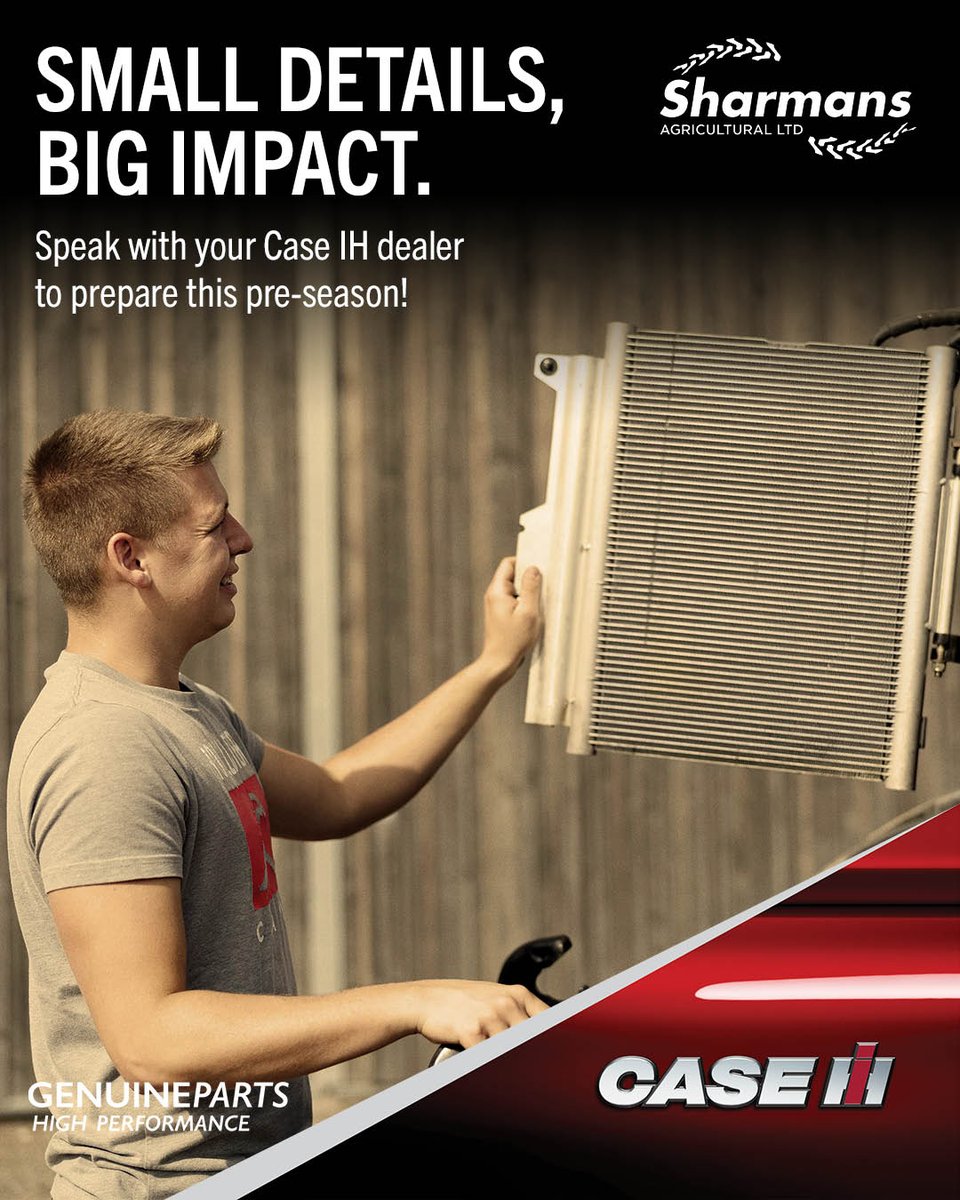 Sharmansagri's tweet image. Even the smallest checks can prevent costly downtime.

Make sure your machine is ready to perform when it matters most. 

Contact us to find out more or have a look at our website: sharmans-agri.co.uk/service

#CaseIH #Agriculture #GenuineParts #SharmansServiced