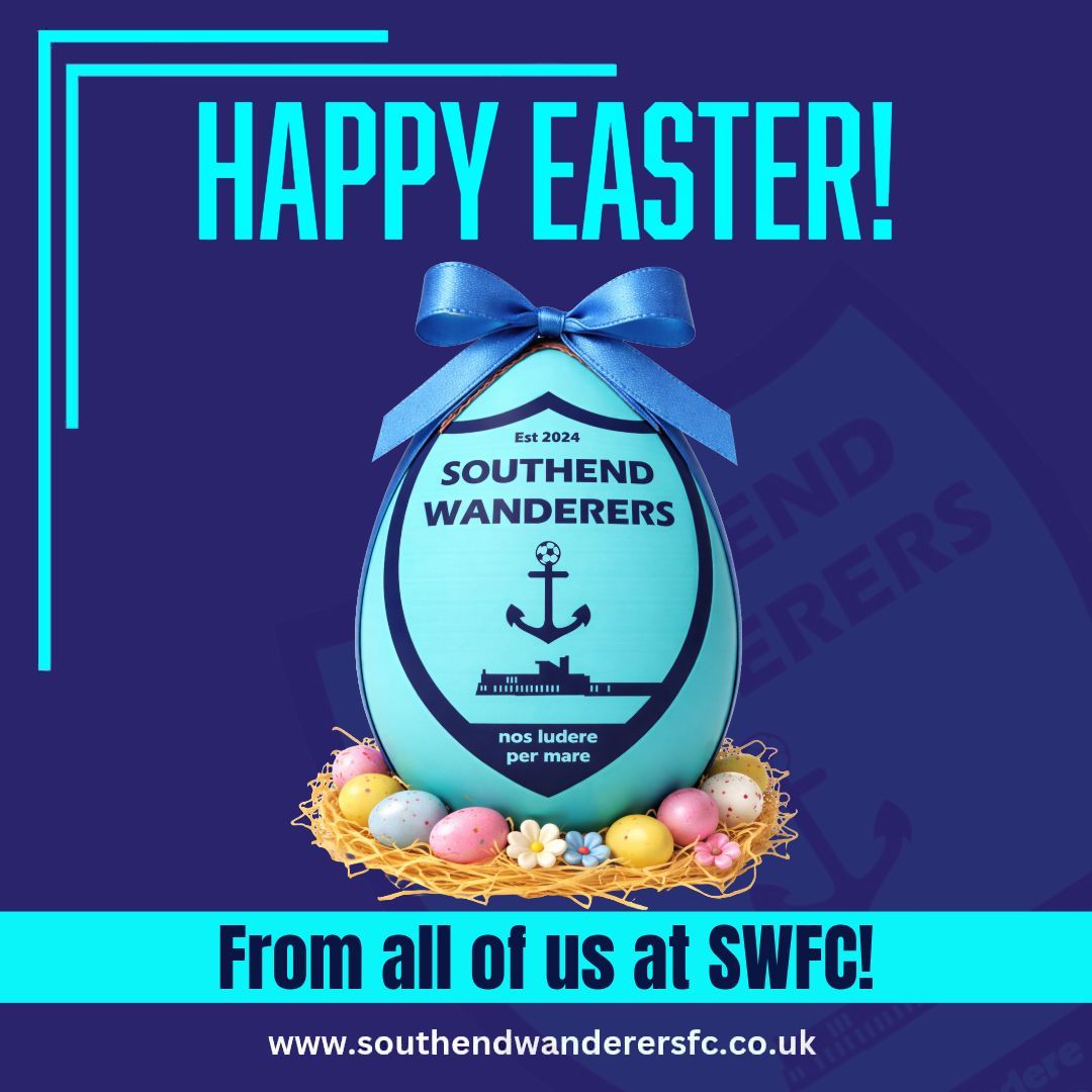 SthendWanderers's tweet photo. 🐣⚽ Happy Easter from Southend Wanderers FC! ⚽🐣

Wishing all our players, families and supporters a fantastic Easter - and don't forget to get your steps in!!

#FollowtheWanderers #HappyEaster #GrassrootsFootball #WearetheWanderers https://t.co/SMbzbmNrPU