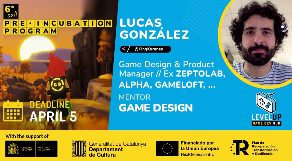 game_levelup's tweet photo. 🕹️ Our veteran @KingKuranes returns as a mentor in the 2026 pre-incubation program to support #GameDesign and #QA 👏

⏰ Only 2 days left!
📅 Deadline: April 5
👉 Apply now! https://t.co/Jef8wi1qDa

#GameDev #IndieDev #IndieGameDev #GameTesting #Scrum #AgileMethodologies https://t.co/v6G7r2CEua