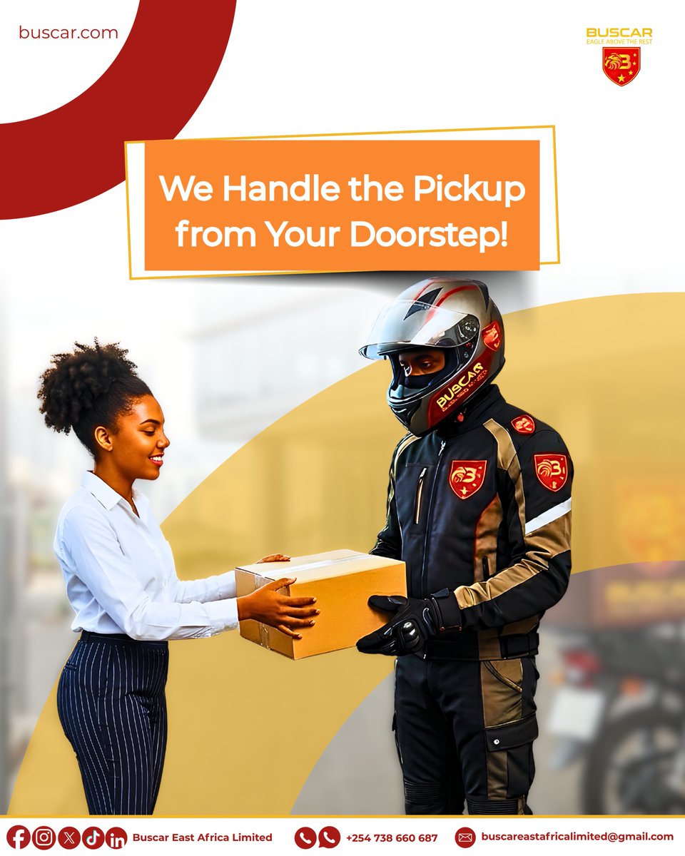 Buscar_EA's tweet image. WHY RISK THE STREETS?

CBD is a maze—don’t get lost in the hustle!

Skip the crowds &amp;amp; the heavy lifting with our Door-to-Door Pick-up Service.

We come to your doorstep so you don’t have to leave yours.

Contact us:

📞 +254738660687

#BuscarCourier #DoorToDoor #BuscarEastAfrica