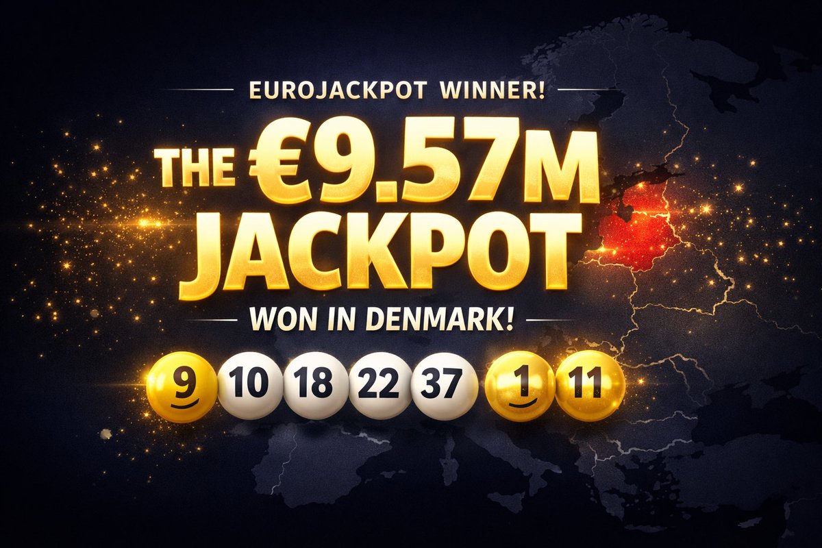 PriestOfJackpot's tweet photo. 1/3

A EuroJackpot ticket in Denmark just hit the top prize. 🎯

Winning numbers:
9 • 10 • 18 • 22 • 37
Euro numbers: 1 • 11

The lucky player matched 5 + 2 and took the entire jackpot.

Prize: €9.57M (~$10.35M) 💰

#EuroJackpot #Lottery https://t.co/G8ZTM3C5c0