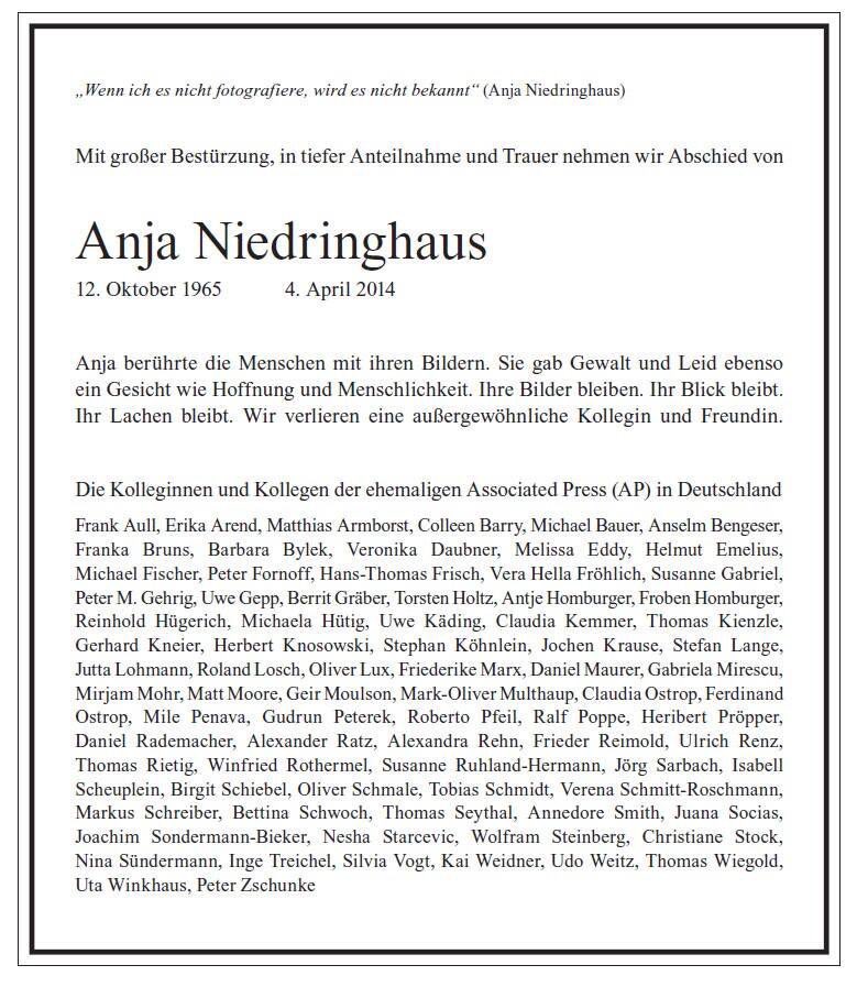 fhomburger's tweet photo. Heute vor zwölf Jahren wurde Anja Niedringhaus in Afghanistan erschossen. https://t.co/69m2VbKvH9