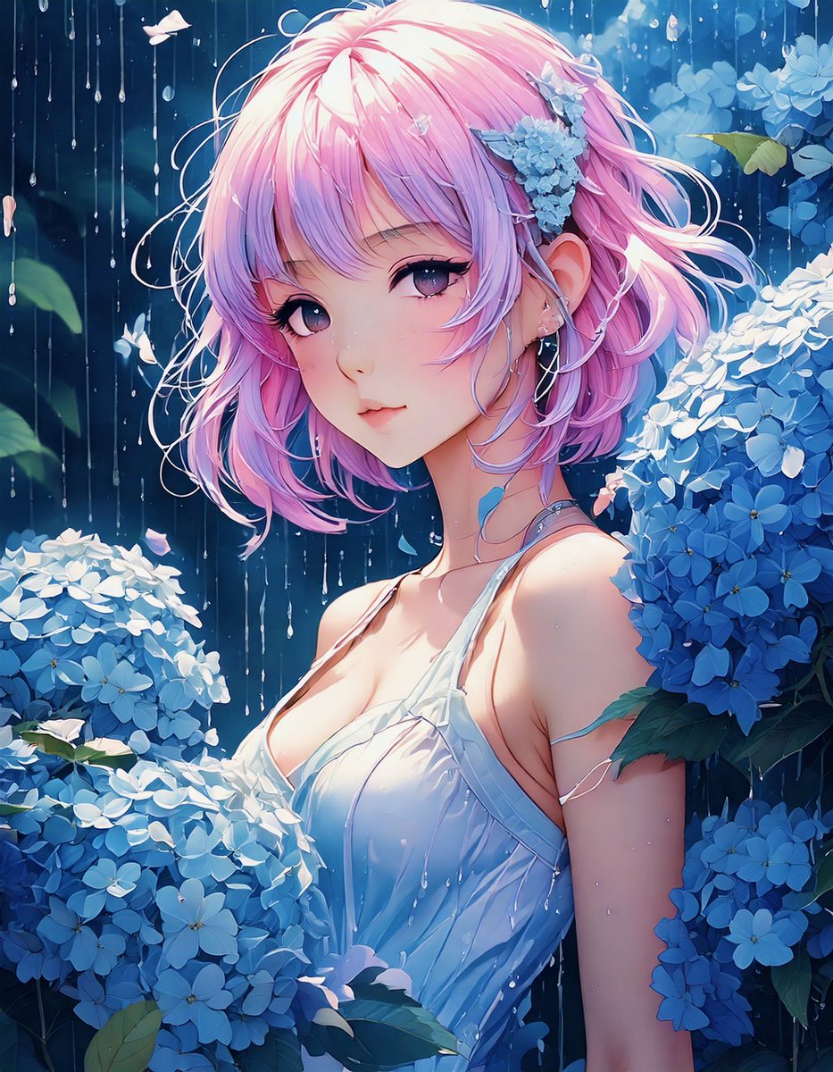 kensyo0926n's tweet photo. 紫陽花の雨の中

#aiイラスト #AIイラスト好きさんとつながりたい https://t.co/NJfBnXbSom