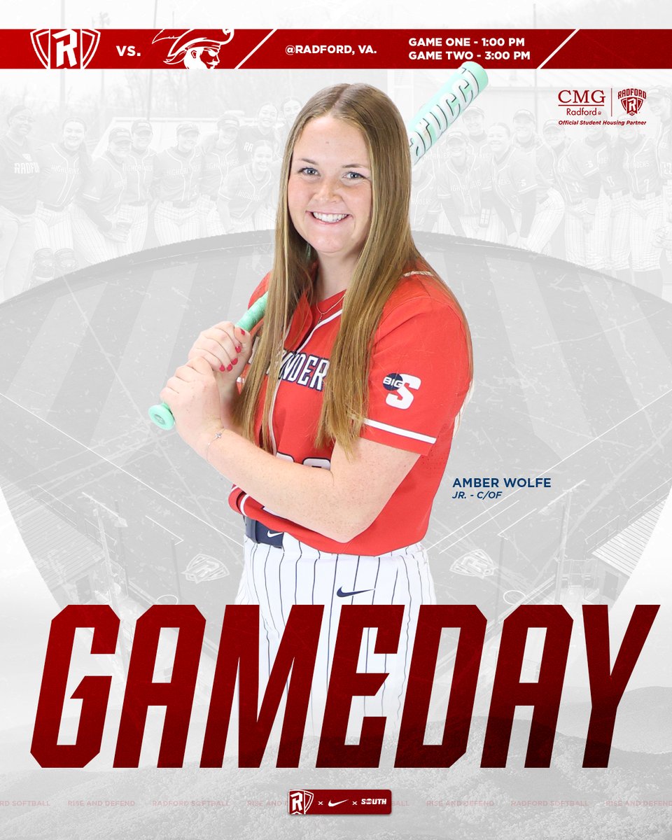 RadfordSoftball's tweet photo. Win the day! 🛡️

🆚 Charleston Southern
📌 Radford, Va.
⏰ 1/3:00 PM
📊 https://t.co/xpsDfEKndn

#RiseAndDefend https://t.co/6YMIrjkMjl