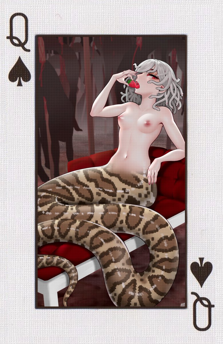 We never did finish this set, had started with an idea of playing card Queens of Hell, Kissshot of Hearts, and Medusa nadeko of Spades, still have Diamonds and Clubs to do, but it required a certain morbidity to storyboard them.