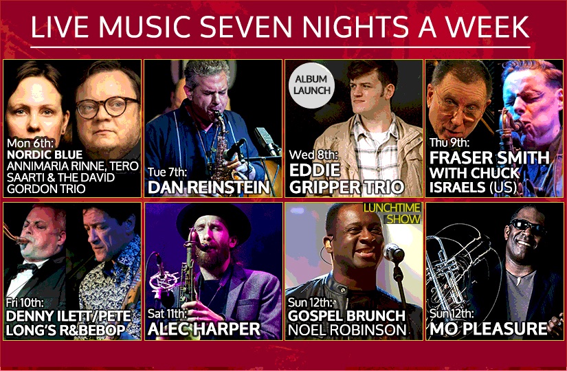 606club's tweet photo. What's on @ the 606 :: 6-12 April 2026🎵
Mon: Annimaria Rinne/Tero Saarti
Tue: Dan Reinstein
Wed: Eddie Gripper #album launch
Thu: Fraser Smith Chuck Israels
Fri: @denny_ilett Pete Long
Sat: Alec Harper
Sun #lunch: @NoelRobinsonUK 
Sun: @MoPleasure 
https://t.co/F6LLptXyjp #jazz https://t.co/kCASyW6xRs