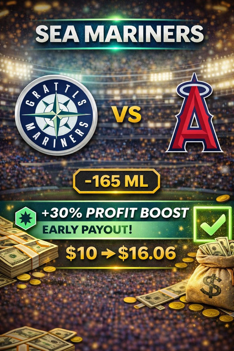 HEB_Sports's tweet photo. MARINERS ML 🔱🔥

SEA Mariners vs LA Angels 👀

SEA hitting .538 vs Kochanowicz 😳💥

Absolute SMASH spot 💯-165 solid play 💰

$10 → $16.06Let’s cash it ✅

🔗 FREE DISCORD: https://t.co/mCbjvOrVQK https://t.co/UPGUy06vmg