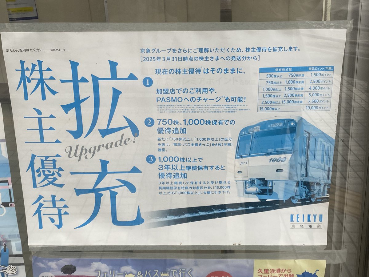 KHK_momi152O's tweet image. これ何？って思って調べてみたら20年ぐらい前に1000型？って電車がデビューしてたらしい
京急って昔から株主優待に力入れてたんだなー