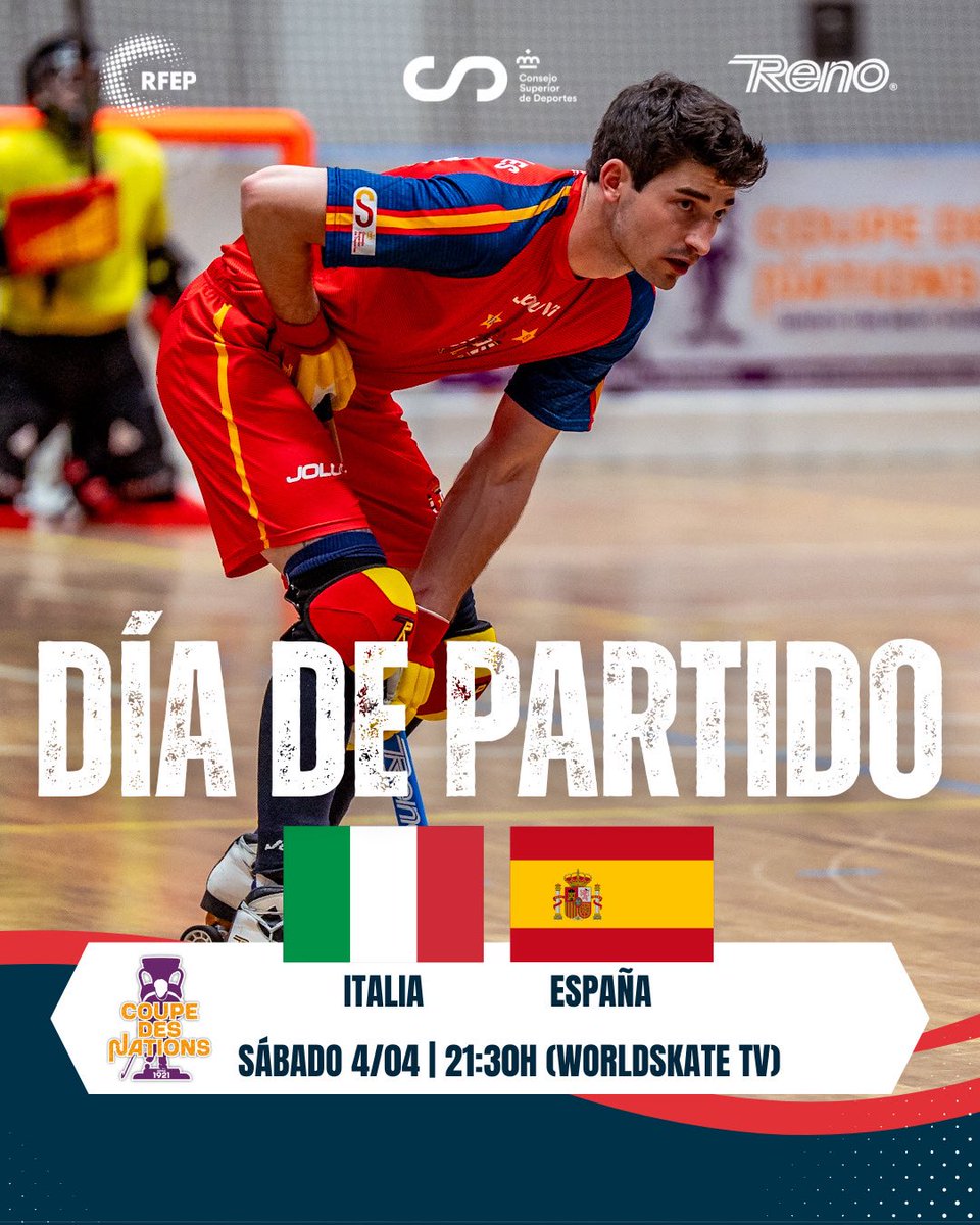 FedPatinaje's tweet photo. ¡𝐀 𝐏𝐎𝐑 𝐄𝐋 𝐁𝐈𝐋𝐋𝐄𝐓𝐄 𝐃𝐄 𝐅𝐈𝐍𝐀𝐋𝐈𝐒𝐓𝐀! 💪

España se enfrenta esta noche a Italia en las semifinales de la Copa de las Naciones 🔝¡VAMOOOOOOOOS! 🔥

⌚️ 21:30h
🆚 🇮🇹
📺 https://t.co/wqBIFJVq2i

#HockeyPatines #TeamESP https://t.co/6m6zGO0lTW