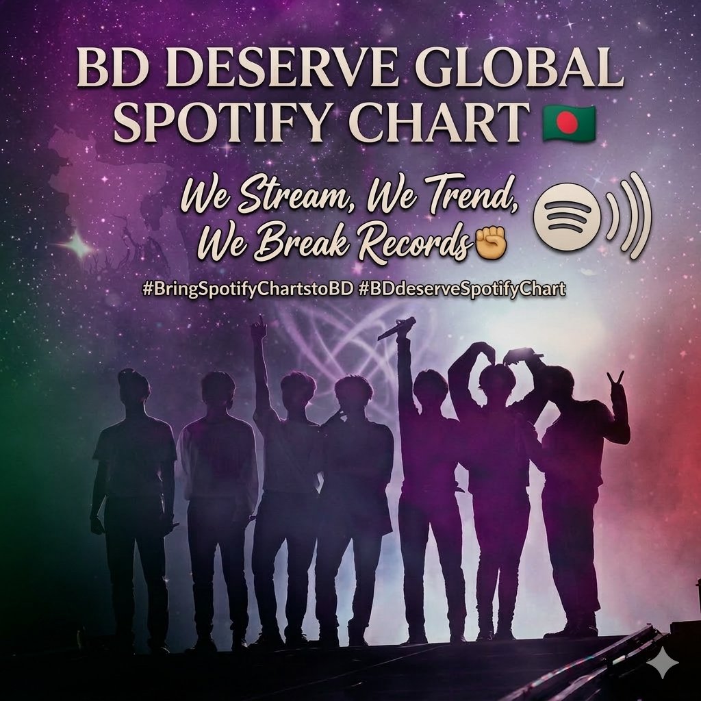 MowTuli92071's tweet photo. We are waiting for official Spotify Charts in Bangladesh! 🇧🇩
Our artists and fans deserve to see their impact globally. 📈
@Spotify @SpotifyCares
#BDdeserveSpotifyChart
#BringSpotifyChartstoBD
#SpotifyBangladesh https://t.co/qfSdqsajYU