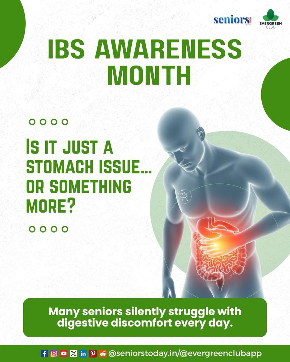 EvergreenClubIN's tweet image. April marks Irritable Bowel Syndrome Awareness Month, a reminder that digestive health should never be ignored, especially with age.

Read more: seniorstoday.in/tag/irritable-…

#IBSawarenessmonth #seniorhealth #digestivehealth #guthealth #seniorsommunity