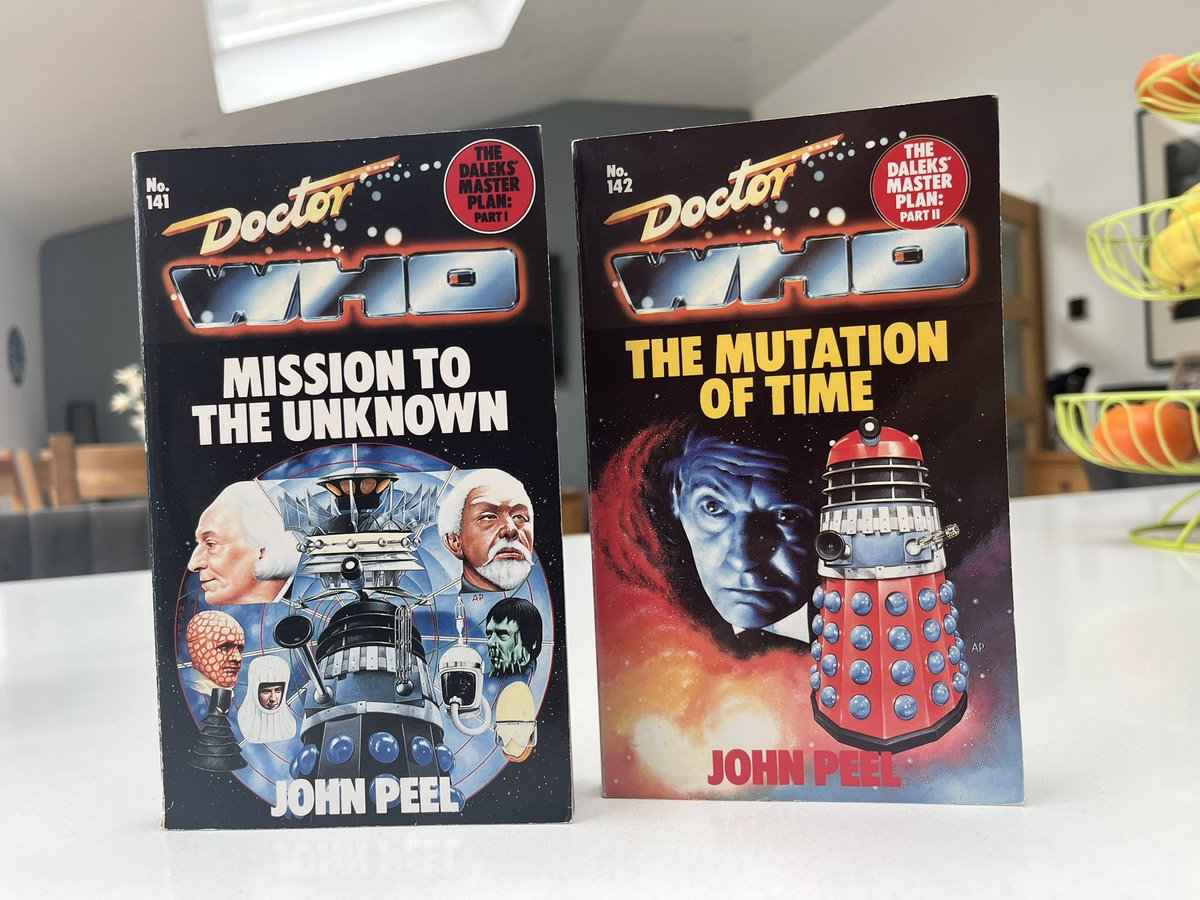 AuthorSJB's tweet image. Watching the two #DoctorWho #missingepisodes yesterday, has prompted me to pull my copy of the two-part novelisation of The Daleks’ Master Plan down off the bookshelf. 
Anyone else re-reading it as a result of seeing yesterday’s magic?