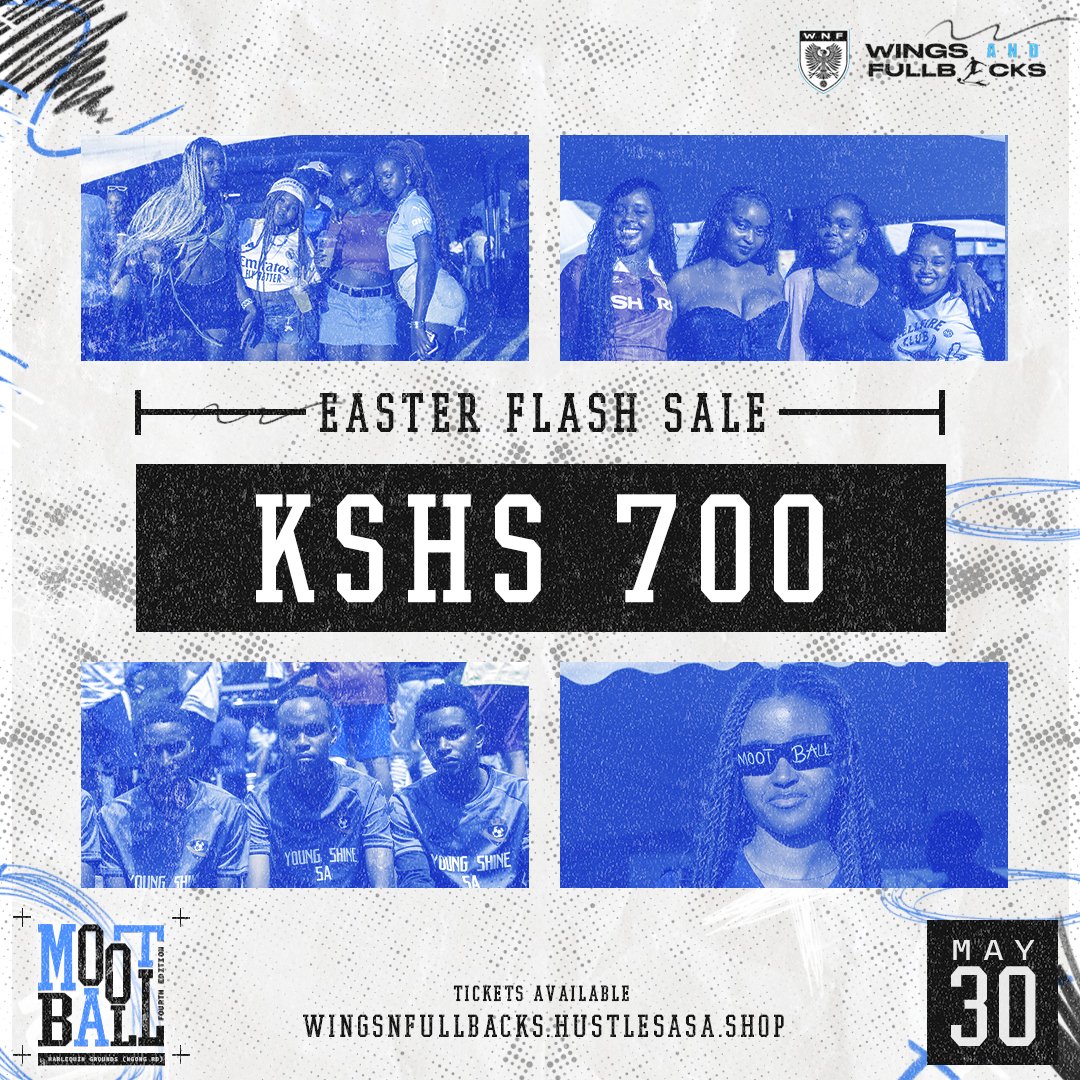 wingsnfullbacks's tweet photo. 🐣 EASTER FLASH SALE 🐣
Tomorrow only, 8AM to Midnight ⏰
Grab your Mootball 4.0 tickets at KES 700 instead of KES 850 (18% OFF) 🔥
Limited window. No excuses. Secure your spot early.
Don’t miss out. #Tukutanemootball #Notjustatournament https://t.co/XdRovwcz4H