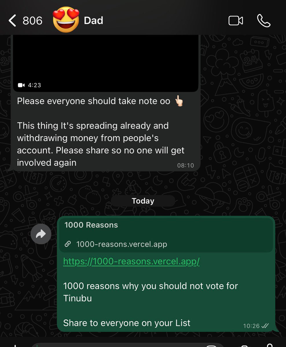 As my papa dey send me broadcast message 

Me sef don paste am one

Let the good work continue 

Copy the link and share to your parents and groups