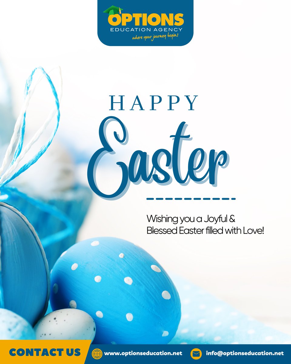 optionsED's tweet photo. May this Easter bring renewed hope, success, and exciting opportunities for you and your family.

Happy Easter from all of us at Options Education Agency.

#studyabroad #easter https://t.co/TeipCG2Ndk