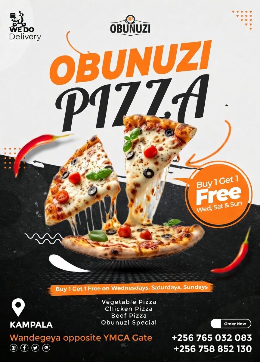 Obunuzi's tweet image. Hot cheese stretching like Kampala sunsets… 🍕 @Obunuzi Restaurant, one pizza brings its twin—free🤗 #Easter #foodie #restaurant