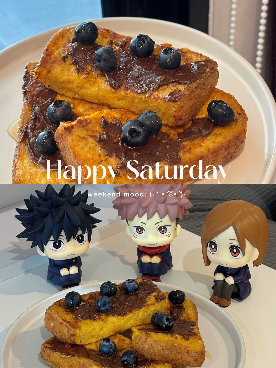 mochiyumi0's tweet photo. weekend mood be like: (۶* •́ ꆚ•̀ )۶ 🍞🫐
#jjk #itadoriyuuji #fushiguromegumi #nobarakugisaki #lookupfigure https://t.co/UIdbB9r8Jc