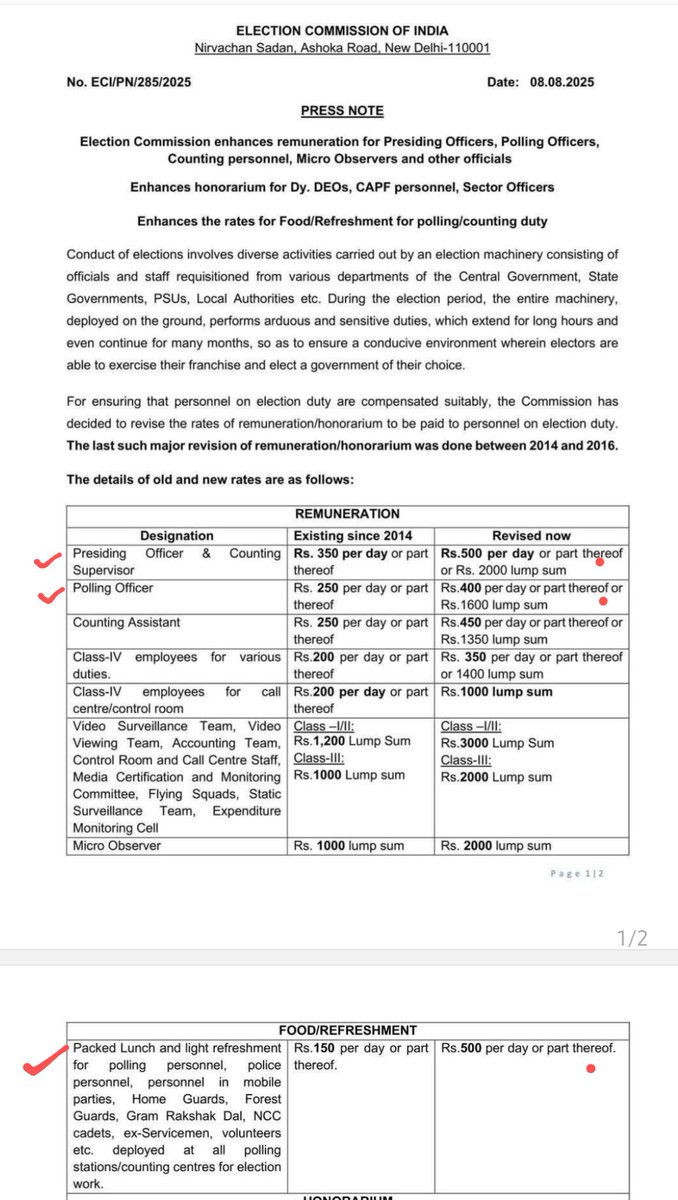 iamAchinta's tweet photo. @CEOWestBengal @ECISVEEP @SpokespersonECI 

Why are so differences there in remmuneration &amp; food allowance for a polling personnel between #Kerala &amp; #WestBengal in LA election 2026?!
Why do @CEOWestBengal deprive polling personnel of #WB by ignoring #ECI order? Rectify it #ASAP https://t.co/RpZwi5SFGw