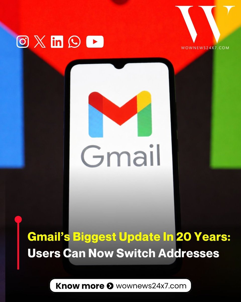 wownews24x7's tweet photo. 📧 Gmail Rolls Out Email Address Switching Feature

Users can now update their email ID without losing data, subscriptions, or account history, making digital identity changes seamless.

🔗 Full update: https://t.co/RpiD1ee6Dr⁠

#wownews24x7 #GmailUpdate #DigitalIdentity https://t.co/5VXmW4oSsL