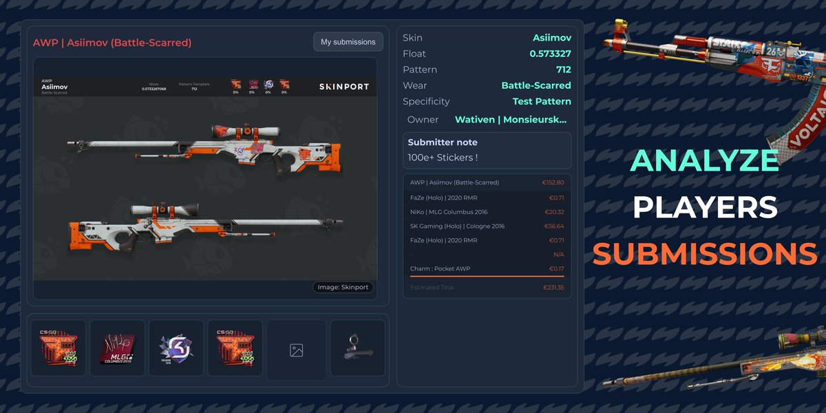 MonsieurSkin's tweet image. Analyze the skin and rate it's overpay potential

#cs2 #cstrading #cs2skins #csgo #monsieurskin