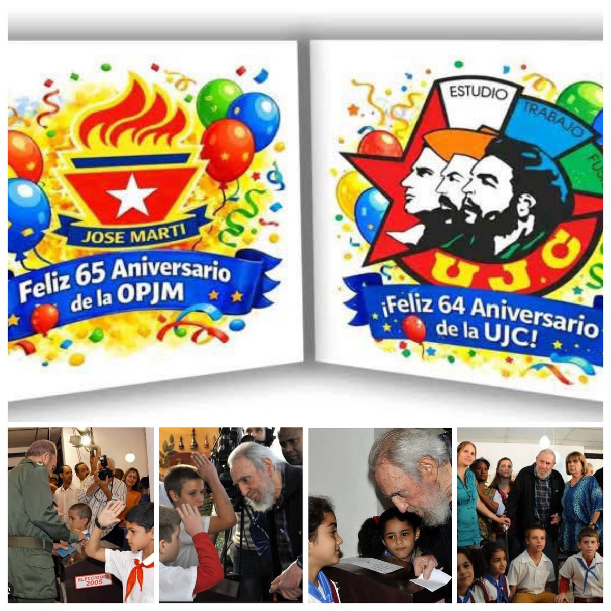 Felicidades en los aniversarios de la <a href="/OPJMCuba/">OPJM Cuba</a> y <a href="/UJCdeCuba/">UJC de Cuba</a>
#SiempreJoven 
#DondeLateMiFuturo
<a href="/Elecciones_Cuba/">Elecciones en Cuba</a>
<a href="/ConsejElec_MEIJ/">Consejo Electoral Municipio IJ</a> 
<a href="/AlinaBalse87002/">Alina_Balseiro</a> 
<a href="/rlicea_mojena/">Ernesto Licea Mojena Secretario del PCC IJ</a> 
<a href="/YanderZayasP/">Yand🇨🇺r</a> 
<a href="/DayneSabado/">Dayne Sabado</a> 
<a href="/Marielarp_/">💞Mariela Rondon 🇨🇺</a> 
<a href="/EraidaAguilar/">Eraida Espinosa Aguilar</a> 
<a href="/ramospor_cuba/">Arián Ramos Gutiérrez🇨🇺</a>