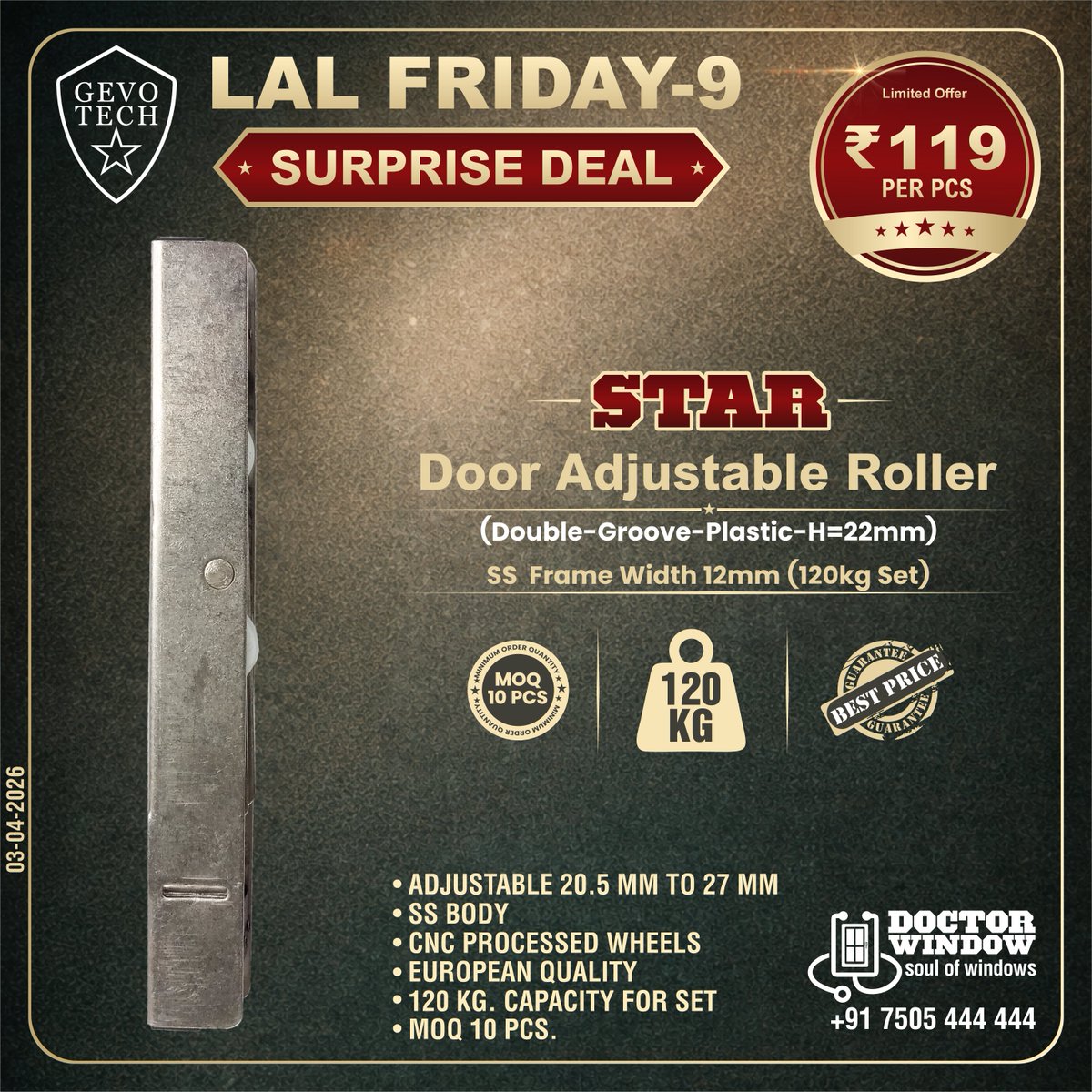 DOCTORWINDOW_IN's tweet image. GEVO TECH MILKWAY WINDOW ROLLER
GEVO TECH FUSION U PACKER (1, 3 &amp;amp; 5mm THICKNESS)
GEVO TECH STAR DOOR ADJUSTABLE ROLLER
GEVO TECH TURBALANCE WOOLPILE PRO 6X10

#doctorwindow #soulofwindows #hardware #hardwareaccessories #door #window #windowroller  #doorroller #woolpile