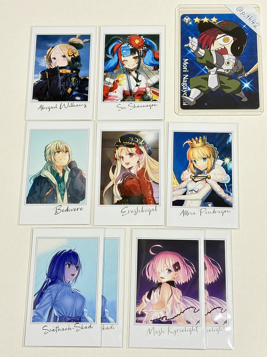 p_th42's tweet photo. 【交換 譲渡】FGO under the same sky ポートレイト ポトレ

【譲】
画像1〜2

【求】
画像3(同異種 森長可)
定価＋送料

画像1は優先との交換のみ。
画像2は優先、緩募との交換 > 定価＋送料

郵送のみ。
検索からでも気軽にお声がけください。 https://t.co/sifrNy2lpE