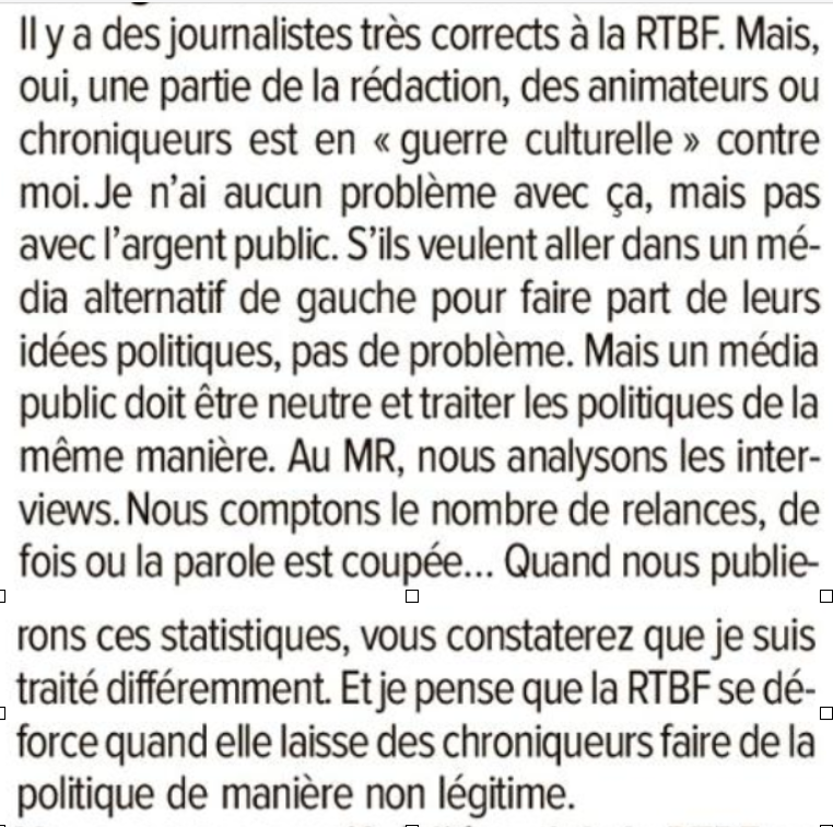 michelhenrion's tweet image. La #PoliceDesOndes (publiques) de @GLBouchez/ On découvre, dans @lavenir_net, que le #MR a installé en ses murs un #monitoring méthodique et systématique des #journalistes et #chroniqueurs de la @RTBFinfo et annonce des "statistiques" pour tenter de démontrer que "Georges-Louis