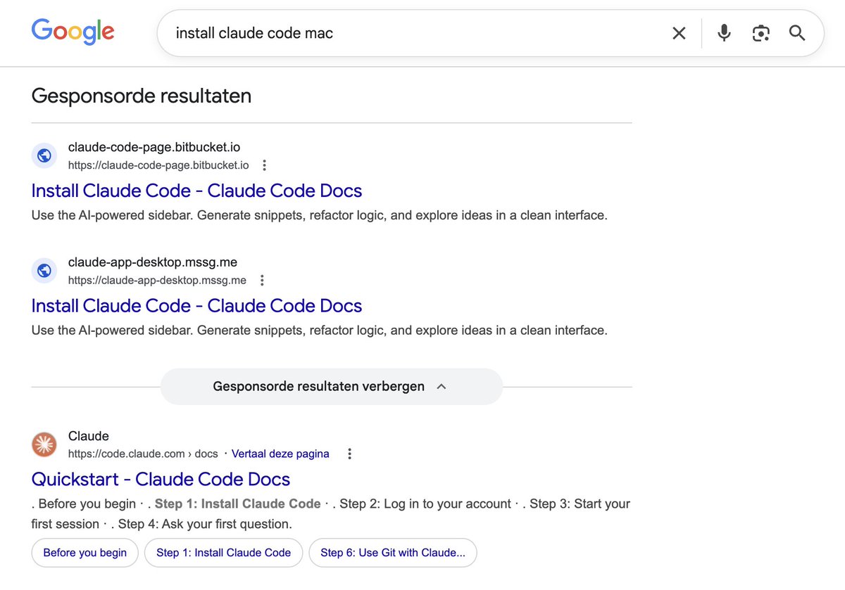 Watch out for these claude code google ads scams <a href="/GoogleAds/">Google Ads</a> <a href="/AnthropicAI/">Anthropic</a>