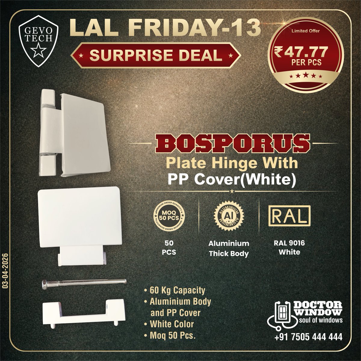 DOCTORWINDOW_IN's tweet image. GEVO TECH BOSS UNI-SEAL WEATHER AND WATER SEALANT
GEVO TECH SLIDING STRIKER APEX PRO-ZINC
GEVO TECH BOSPORUS PLATE HINGE WITH PP COVER (WHITE)
GEVO TECH FUSION FASTNER CAP

#doctorwindow #soulofwindows #hardware #hardwareaccessories #door #window #uniseal #slidingstriker