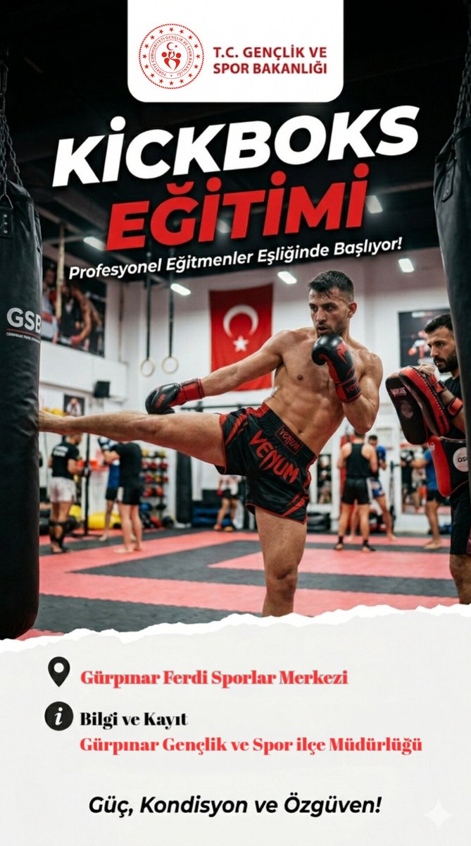 GurpinarVe's tweet photo. Kickboks eğitimlerimiz başladı! 🥊🔥
Disiplin, güç ve özgüveni bir arada geliştirmek isteyen tüm gençlerimizi antrenmanlara bekliyoruz.
Sağlıklı, aktif ve güçlü bir gençlik için birlikte çalışıyoruz! 💪 https://t.co/e0fbAzgkWh