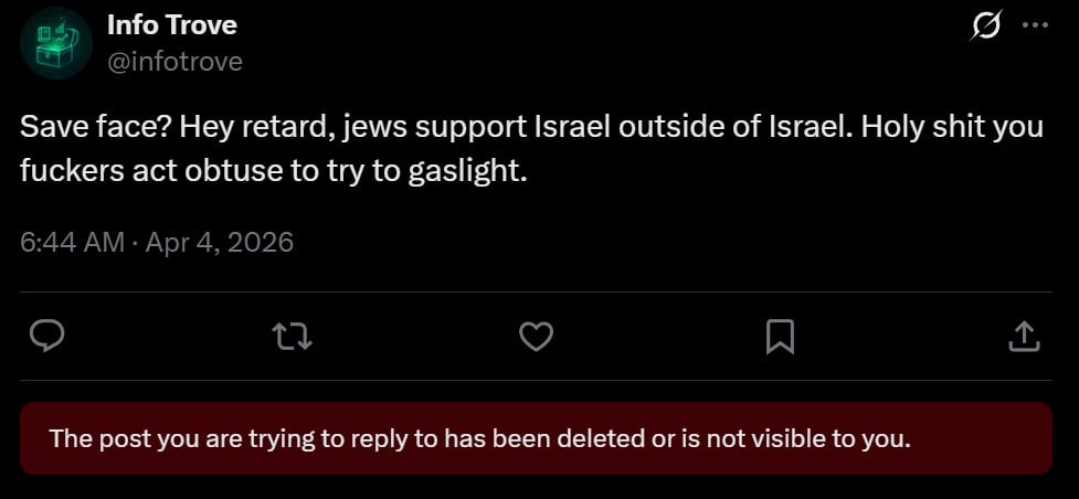 Meadowbrook_'s tweet photo. Guy so inbred he thought I lived in Israel and blocked me, and deleted his post, lol.

Very catty and timid, extremely low testosterone for someone who talks shit and can't take it.

But anyway, here. This was the response I was about to give him, I'm gonna quote tweet it to him on my alt account.

"And now you're shifting goalposts and saying I'm a Canadian Jew, see what I mean?

Inbred sub 80 IQ behavior, lmao.

Yes. I like your missiles in Canada, and all this retardation because you're mad Cenk wants to jerk off animals."